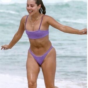 Hollister Lavender Ribbed Scoop Bikini Top & High-Cut Bottoms